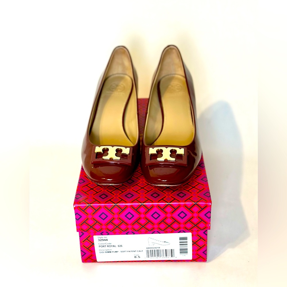 Tory Burch Heel Burgundy Patent Leather